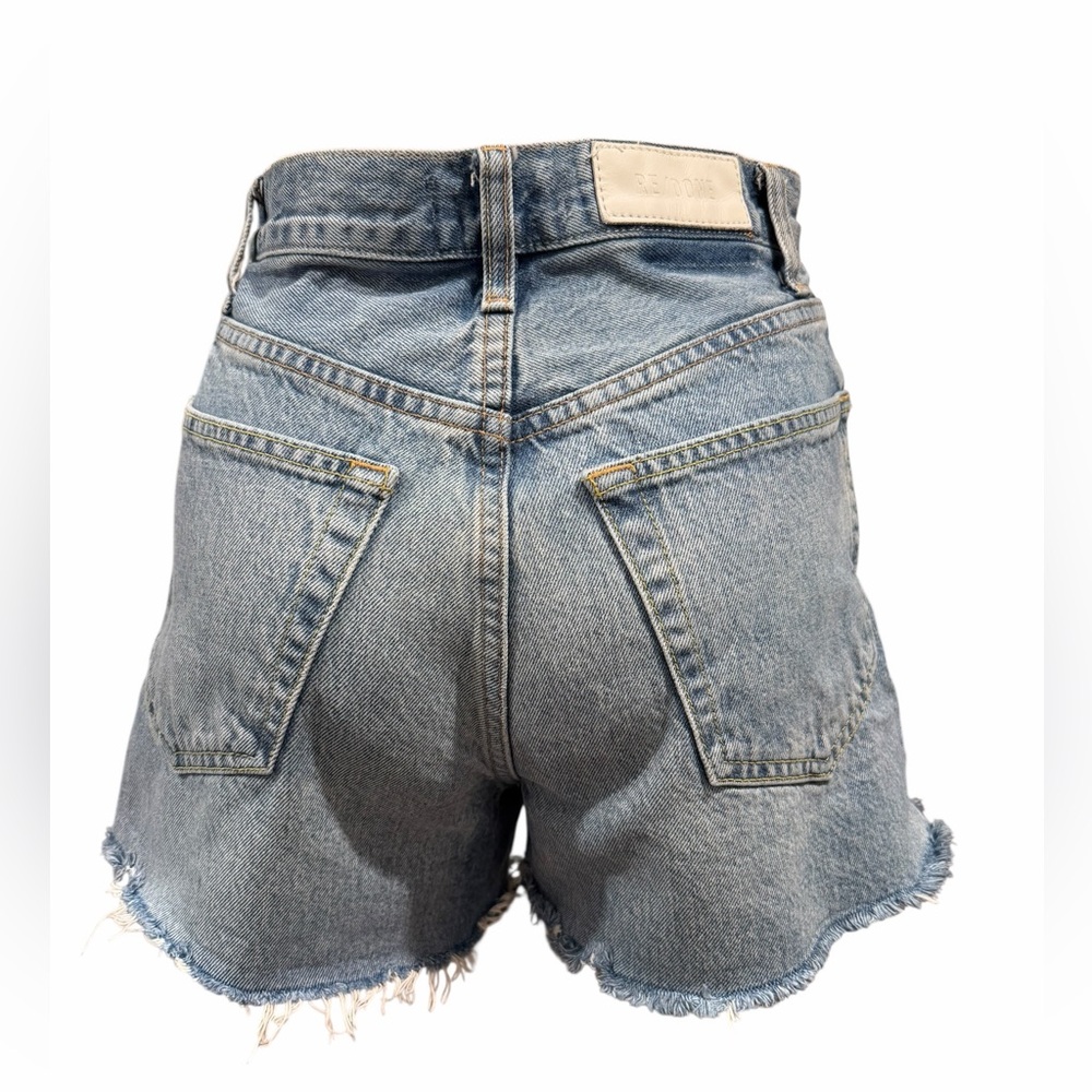 Re/Done Womens Shorts Blue Cut off High Waist Organic Cotton Denim Button Fly 25 - Picture 6 of 14